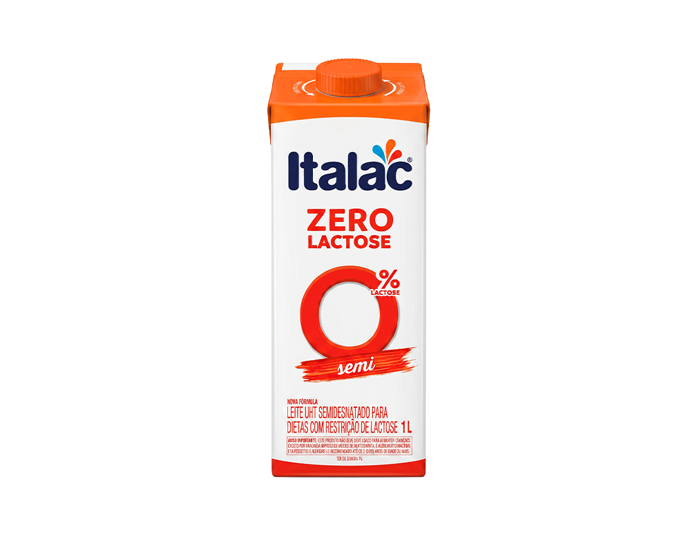 LEITE SEMIDESNATADO ZERO LACTOSE ITALAC 1 L (CX 12 UN)